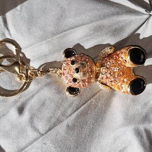 Gold and Black Teddy Bear Keychain